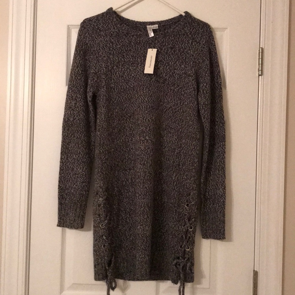 NWT Francesca’s Sweater Dress with Ties on Sides